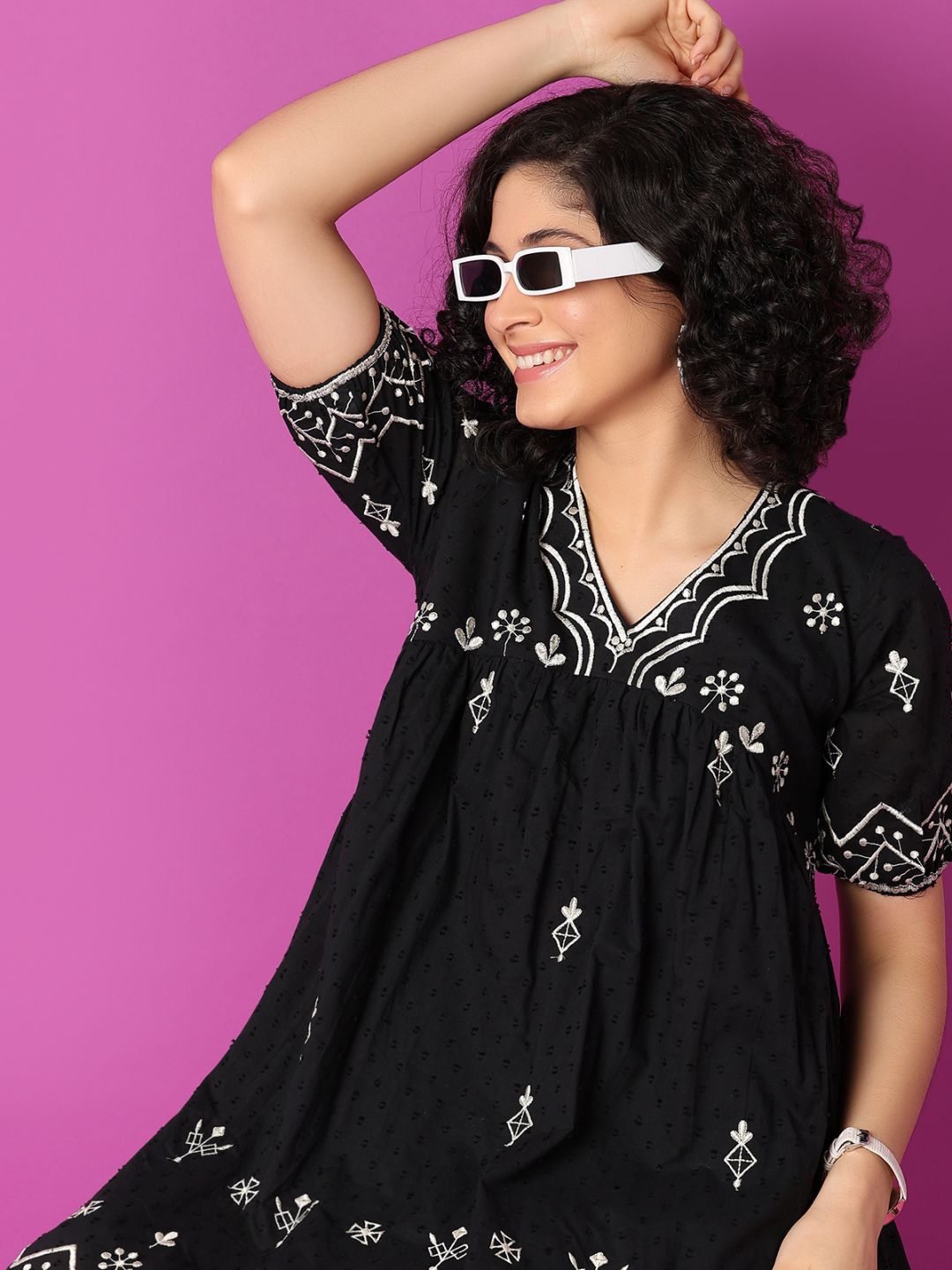 

UNLIMITED Floral Print A-Line Dress, Black