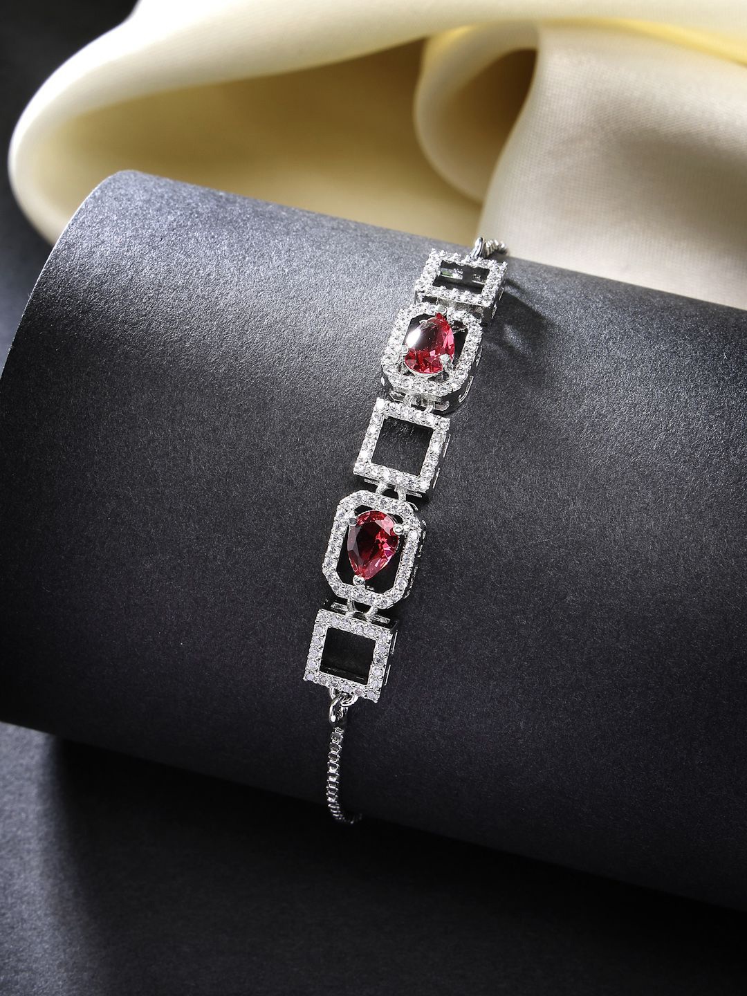 

ZENEME American Diamond Rhodium-Plated Wraparound Bracelet, Silver