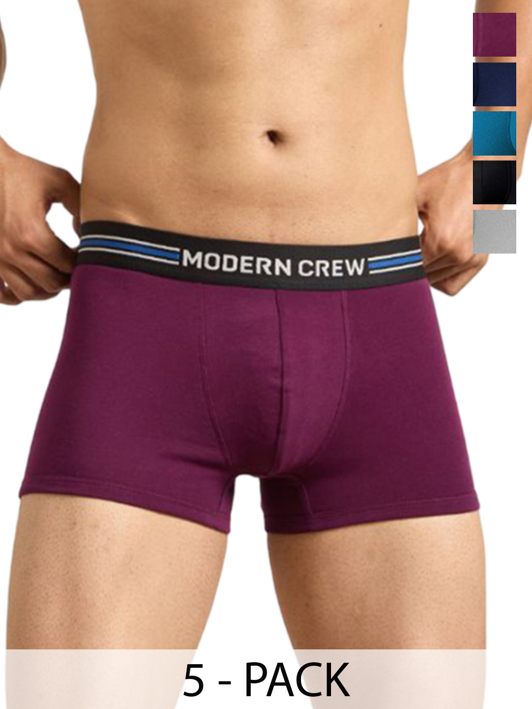 

MODERN CREW Pack Of 5 Breathability Trunks MC5-ST-CT-PBSJG, Blue