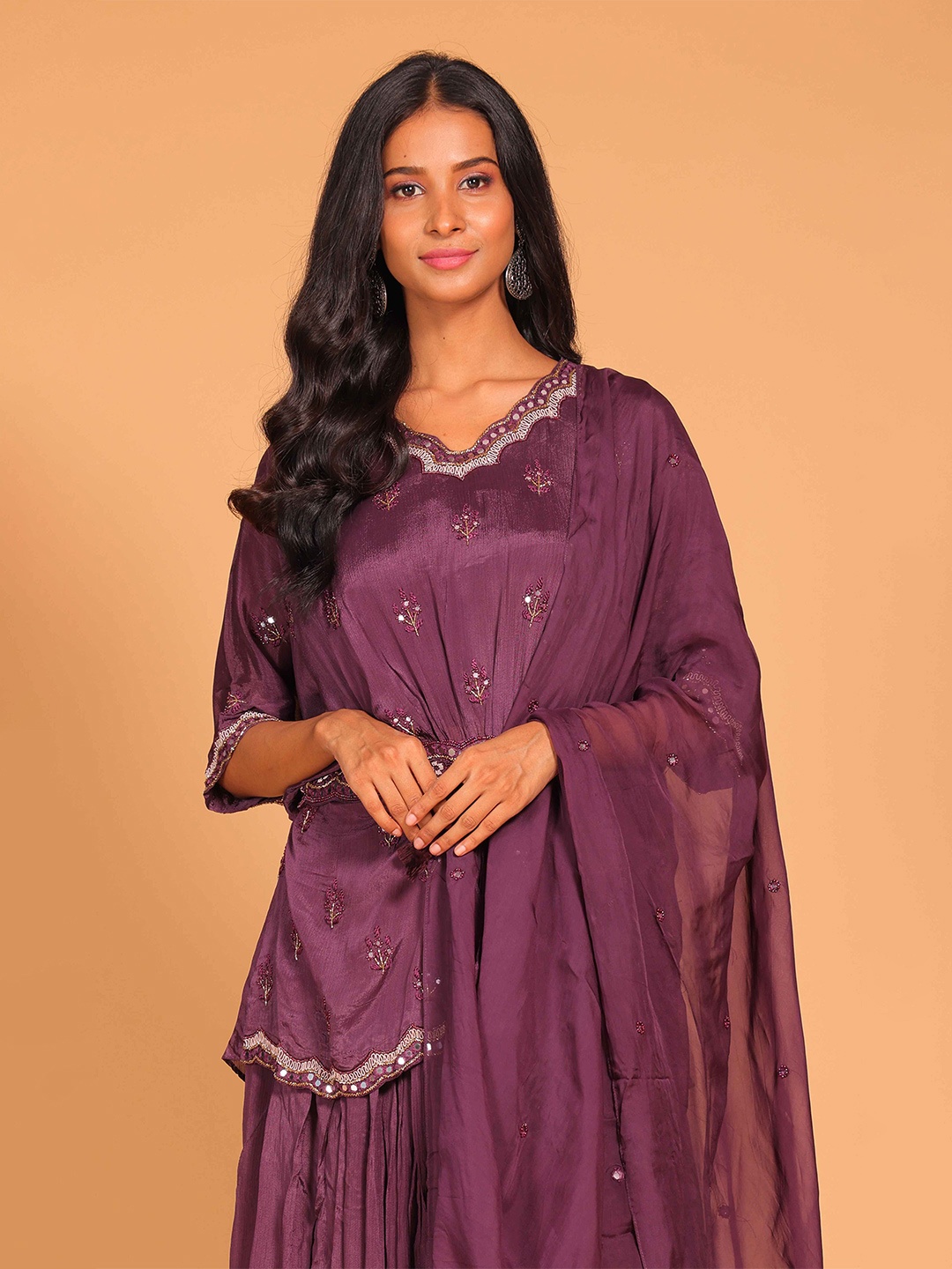 

Morchari Embellished Sequinned Ready to Wear Lehenga & Blouse With Dupatta, Rust