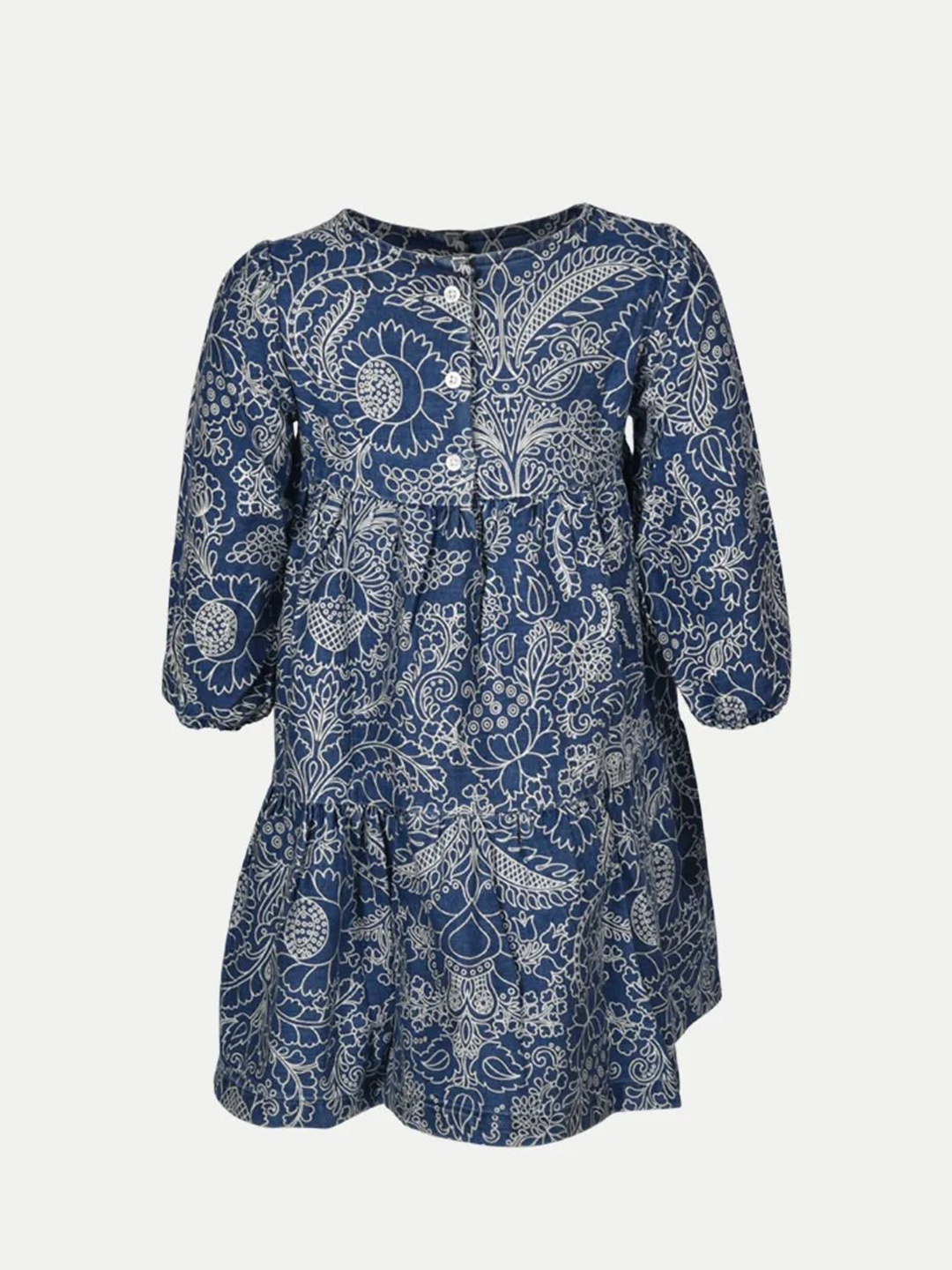

BAESD Ethnic Motifs Print A-Line Dress, Blue