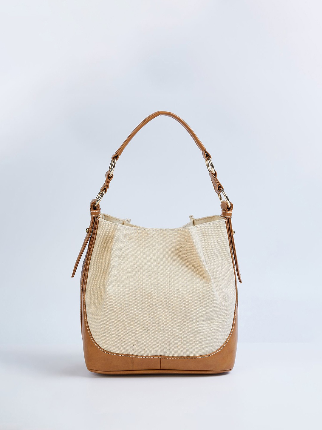 

max Textured Oversized Structured Handheld Bag with Tasselled, Off white