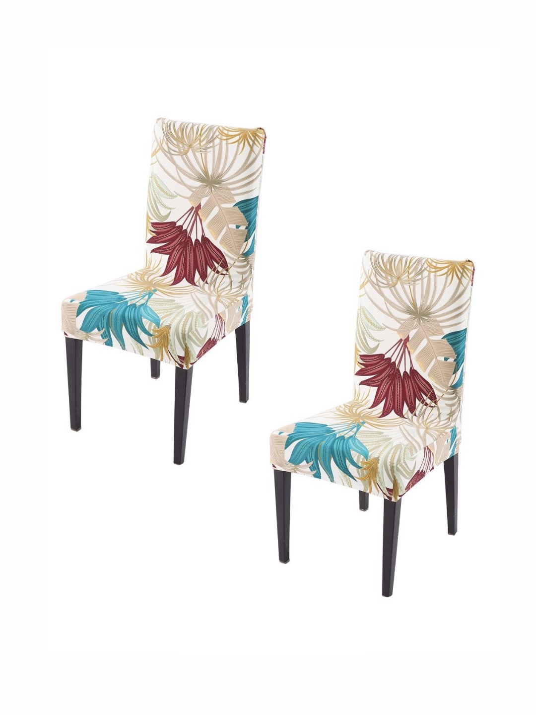 

HOKIPO Set Of 2 Beige Printed Chair Covers