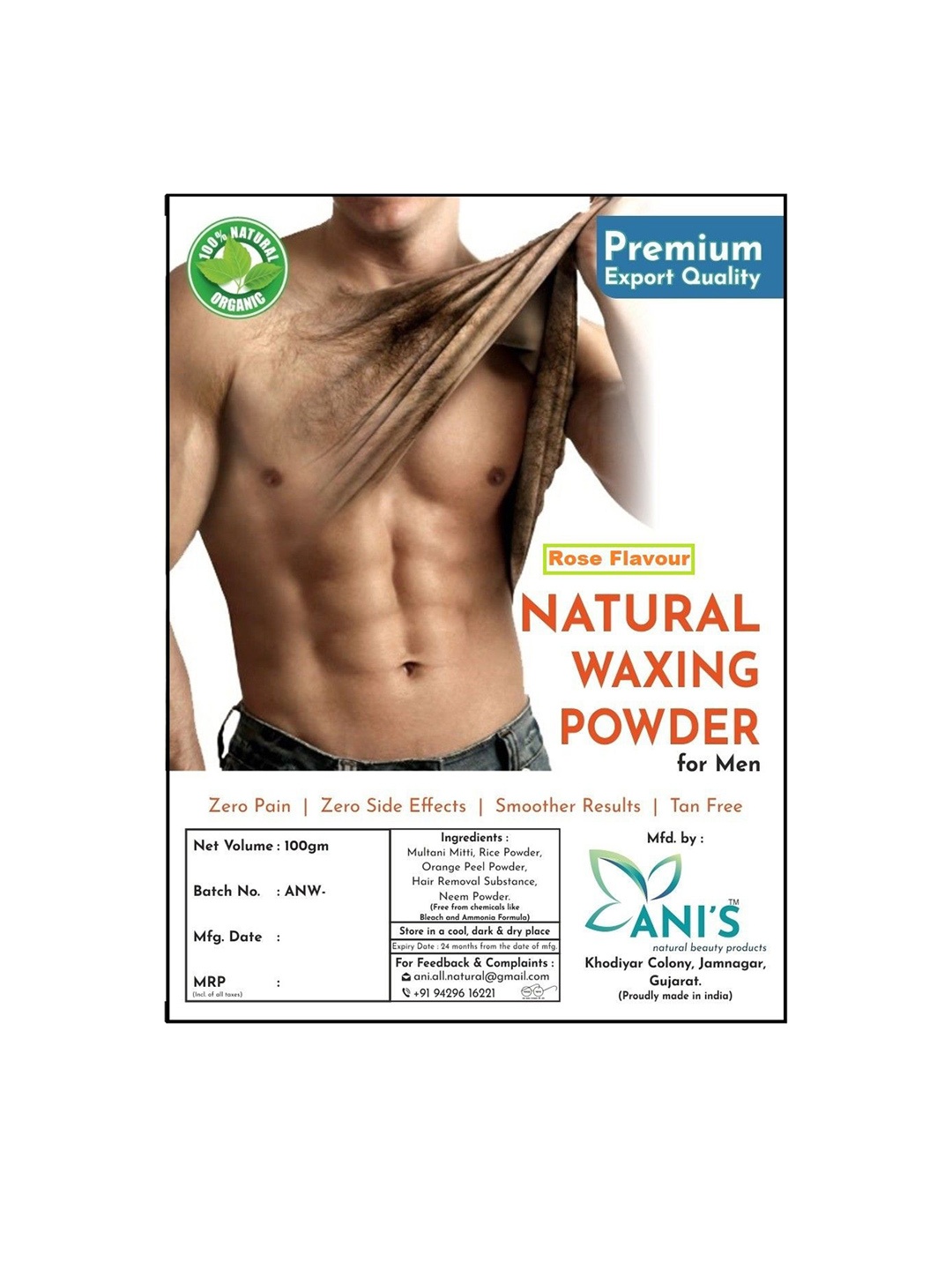 

ANI'S Aloevera Natural Waxing Powder For Men - 100g, White