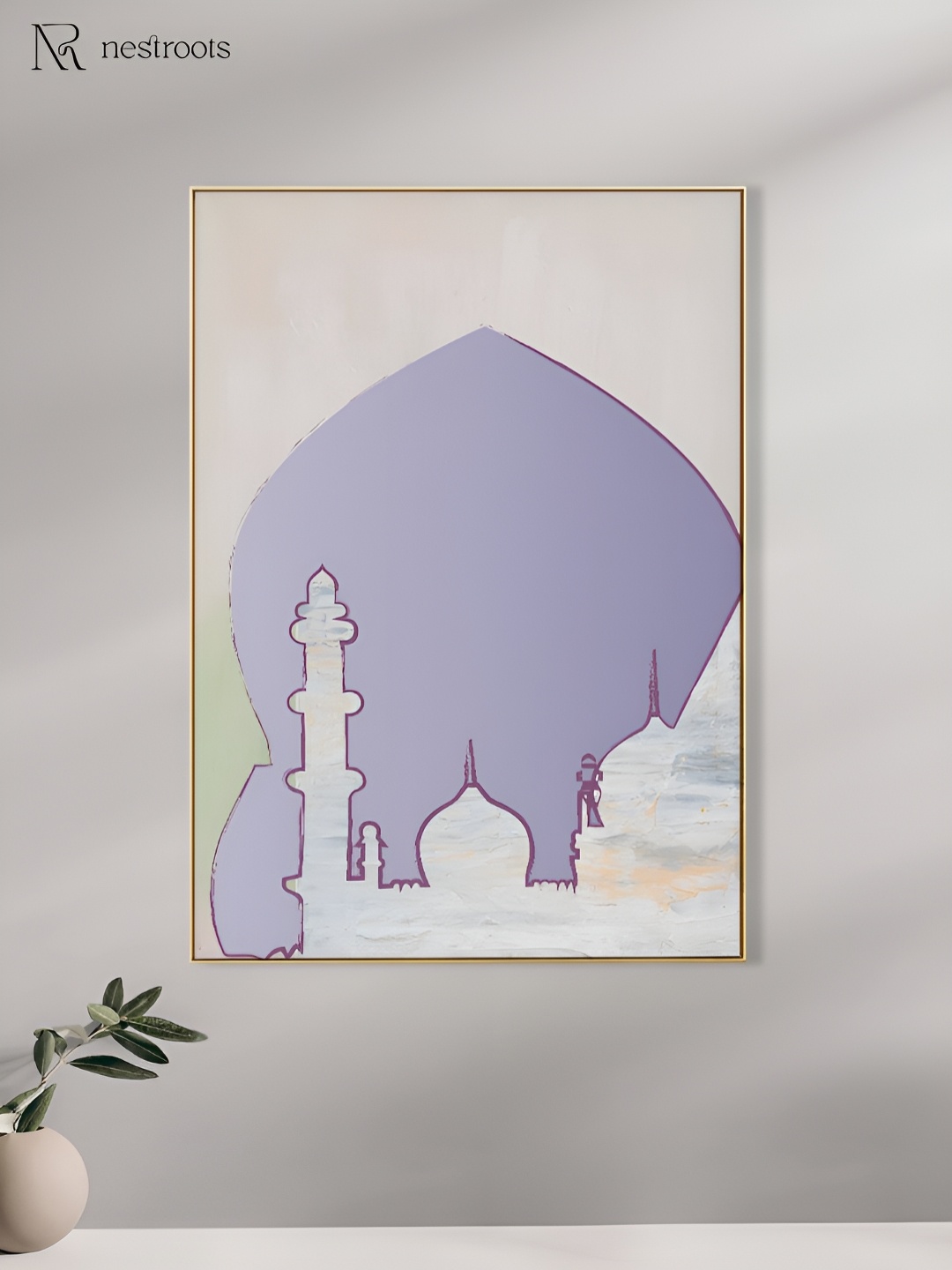 

nestroots White & Purple Beautiful Islamic Tomb Religious Canvas Wall Art