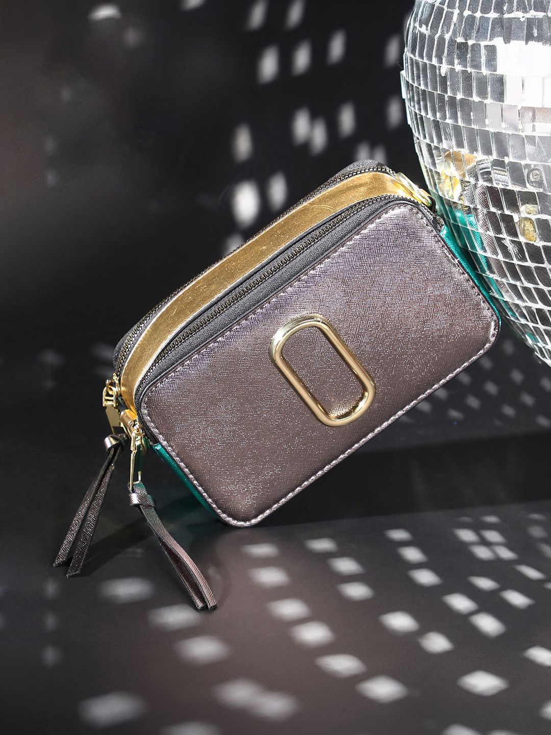 

HAUTE SAUCE by Campus Sutra Textured Leather Structured Sling Bag with Cut Work, Multi