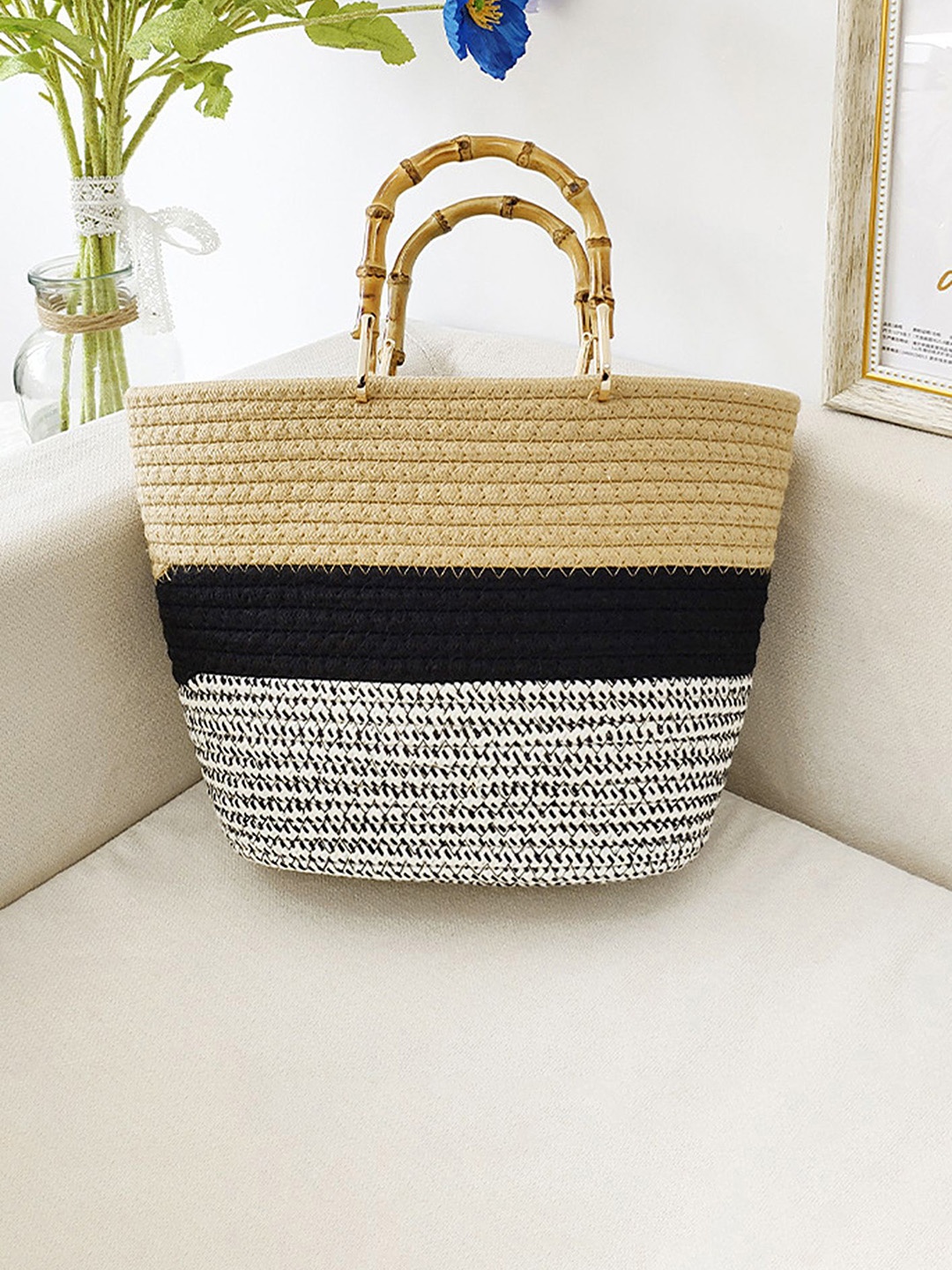 

LULU & SKY Colourblocked Oversized Shopper Tote Bag with Tasselled, Multi