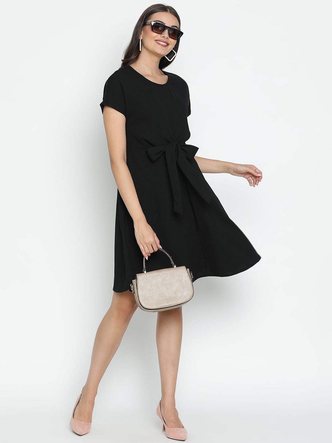 

DRAAX Fashions Bow Fit & Flare Dress, Black