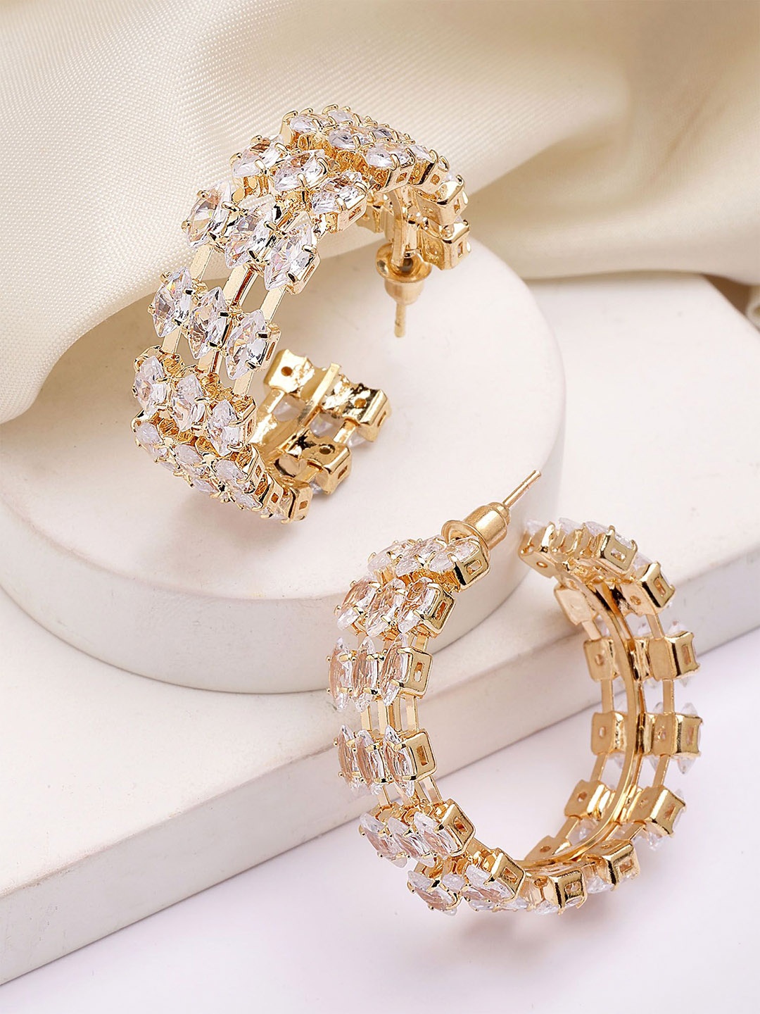 

Bohey by KARATCART Contemporary Half Hoop Earrings, Gold