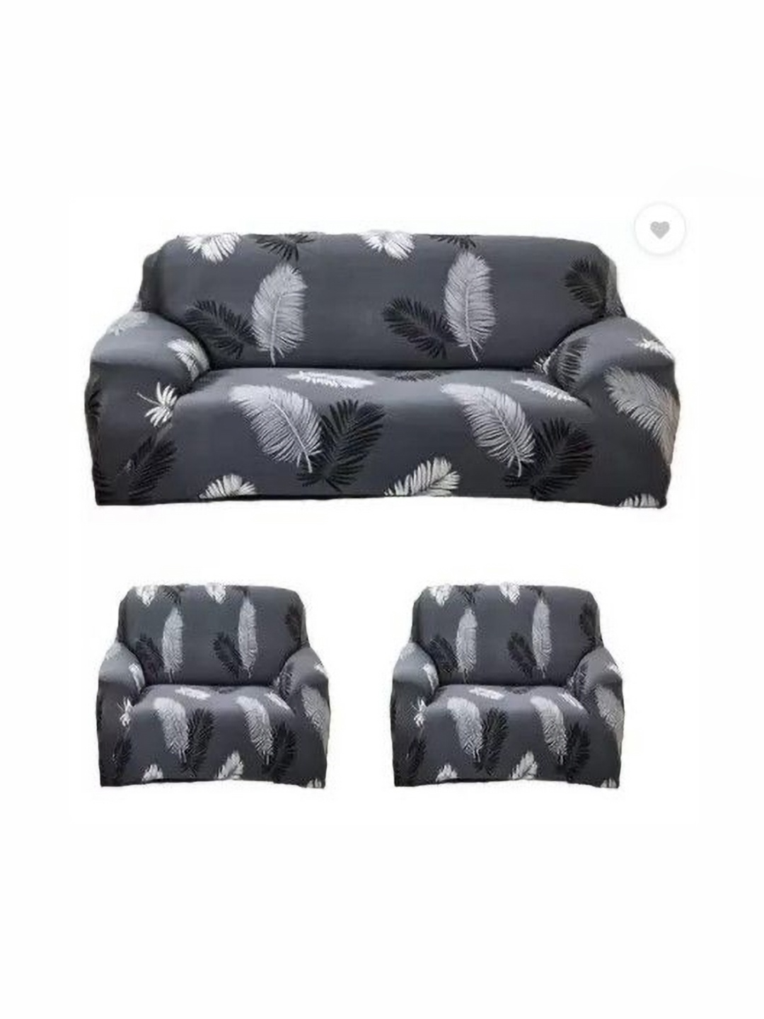 

TONY STARK Grey Polyester 3 Piece Sofa Cover With Arms