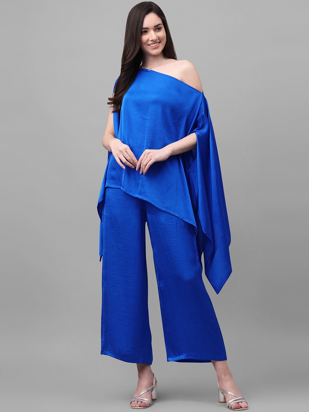 

Murcia One Shoulder Kaftan Top & Trouser Co-Ords, Blue