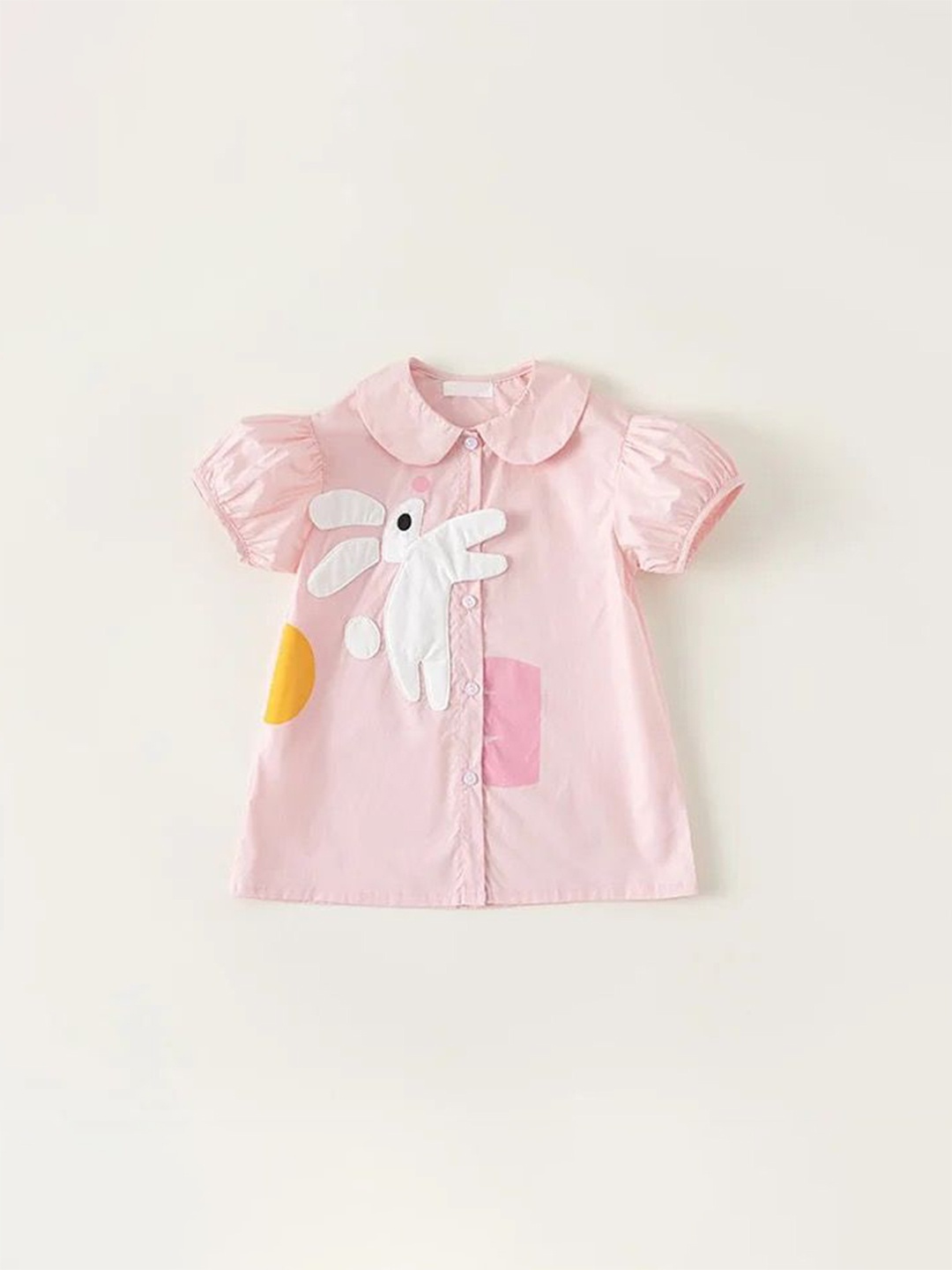 

TrendyKid Girls Comfort Peter Pan Collar Solid Cotton Casual Shirt, Pink