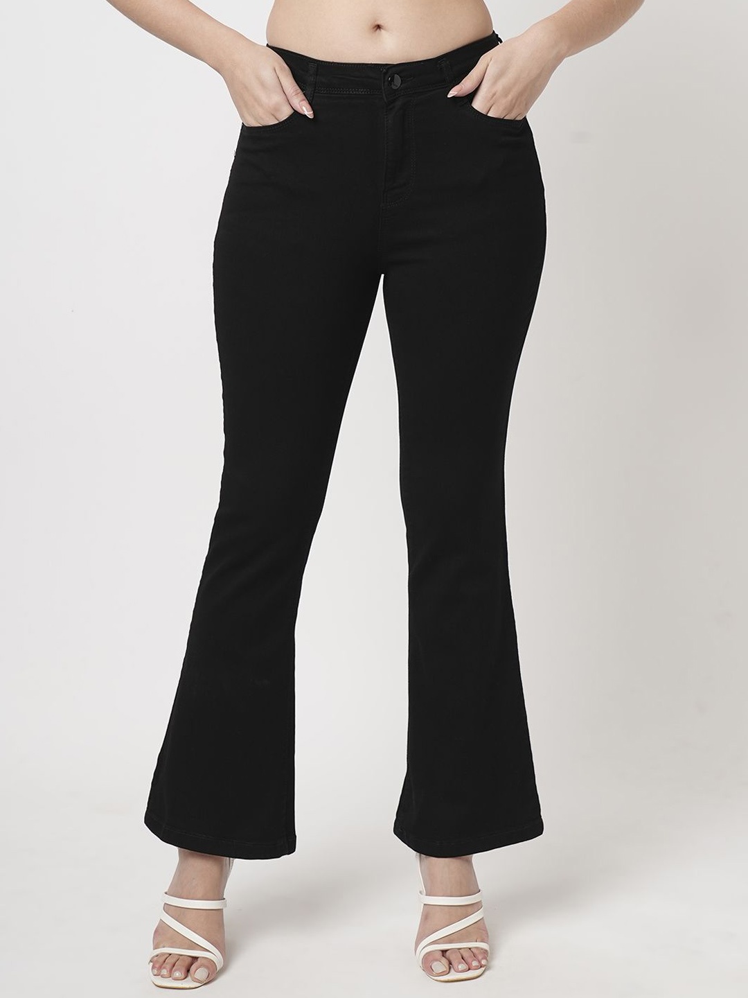

Kraus Jeans Women Bootcut Mid-Rise Stretchable Jeans, Black
