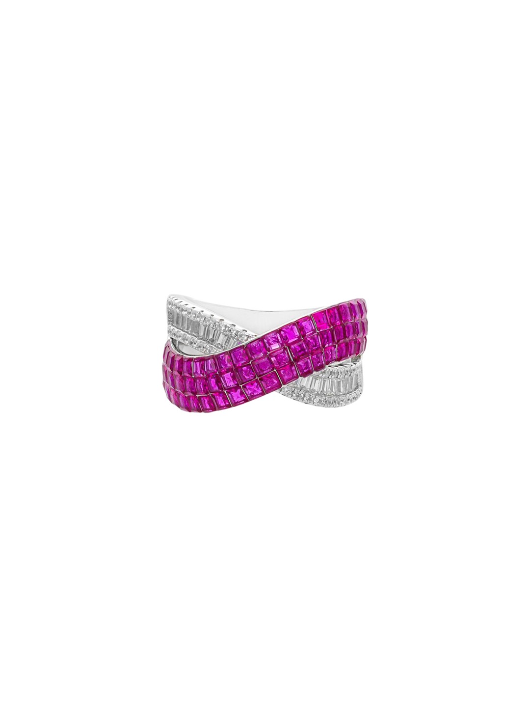 

MISS JO 92.5 Sterling Silver Rhodium Plated Cubic Zirconia Stone Studded Finger Ring