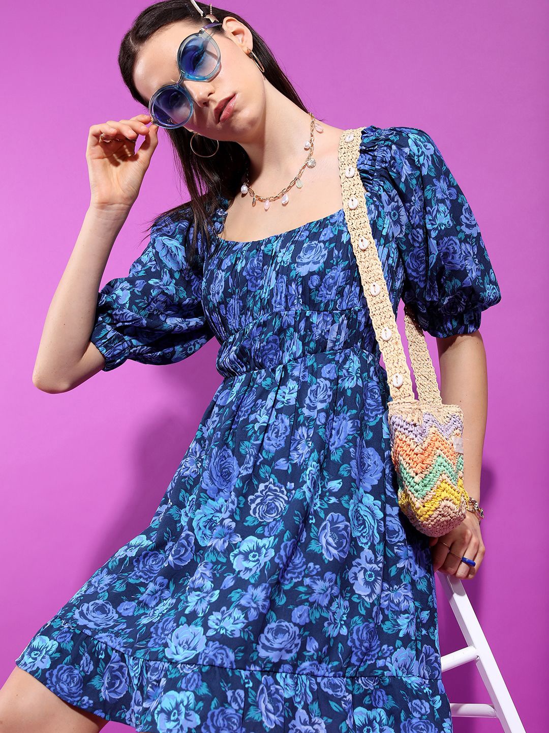 

Tokyo Talkies Floral Print Fit & Flare Dress, Blue