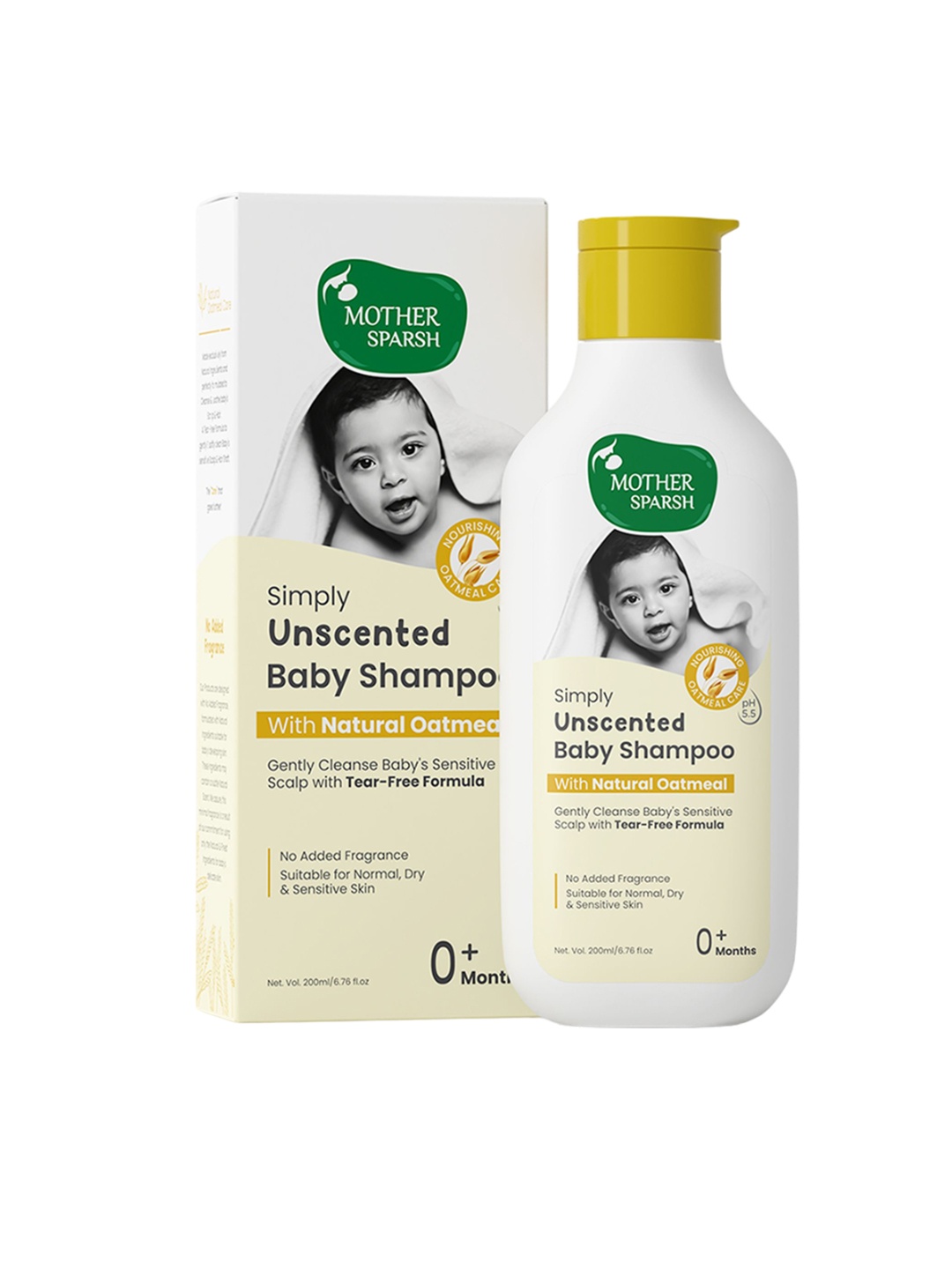 

Mother Sparsh Simply Unscented Baby Shampoo With Natural Oatmeal - 200ml, White