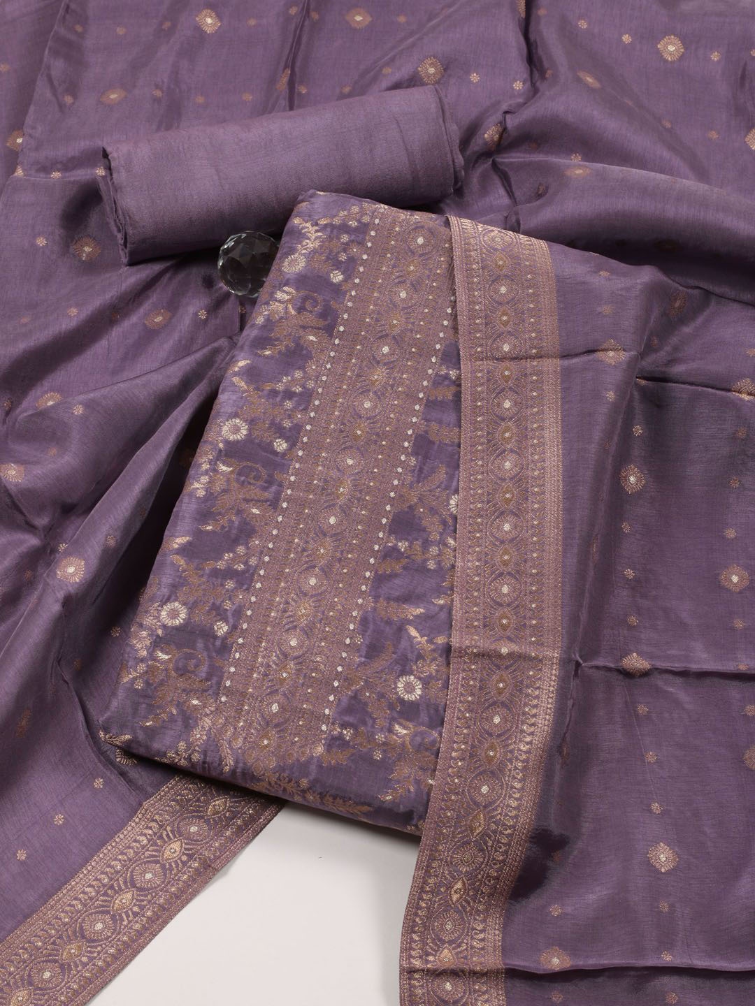 

Meena Bazaar Art Silk Unstitched Dress Material, Lavender