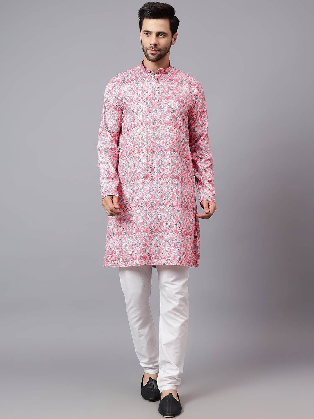 

Yugnik Men Regular Kurta with Pyjamas, Pink