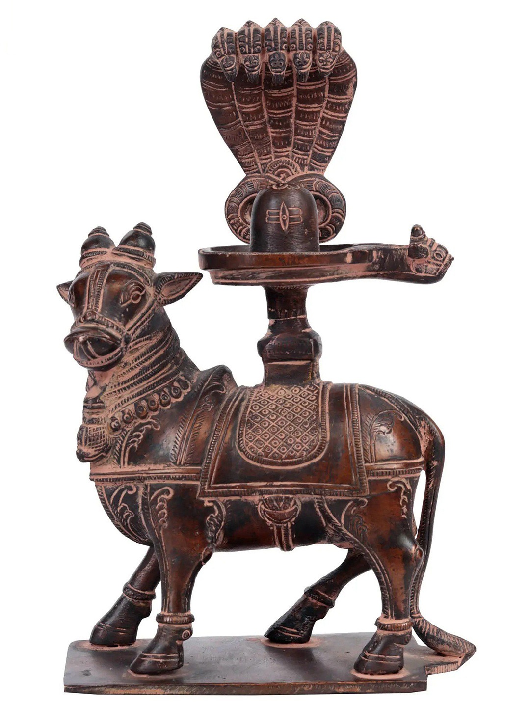 

Exotic India 8" Brass Nandi with Shiva Linga, Brown