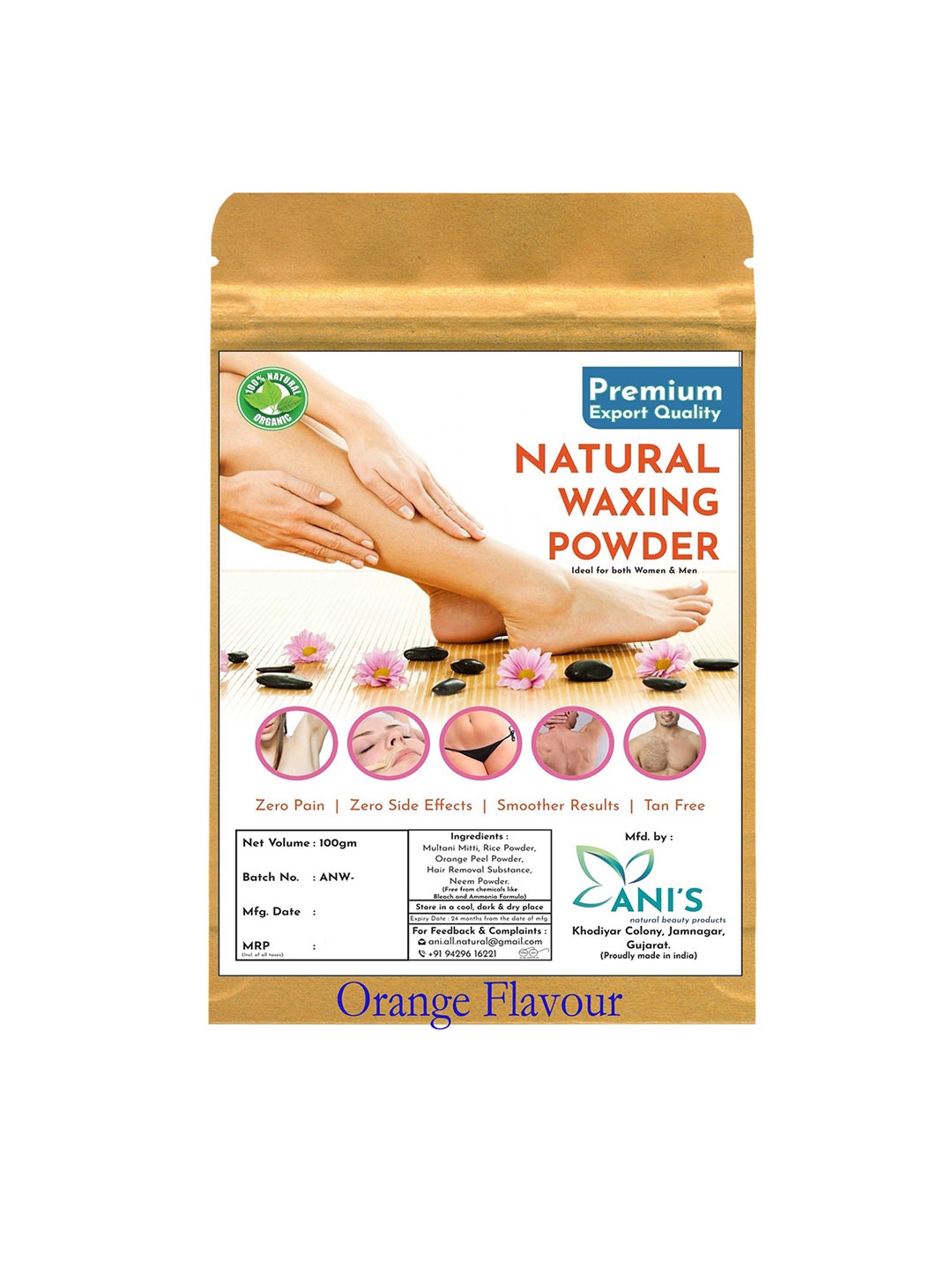 

ANI'S Orange Natural Waxing Powder- 100 g, Brown