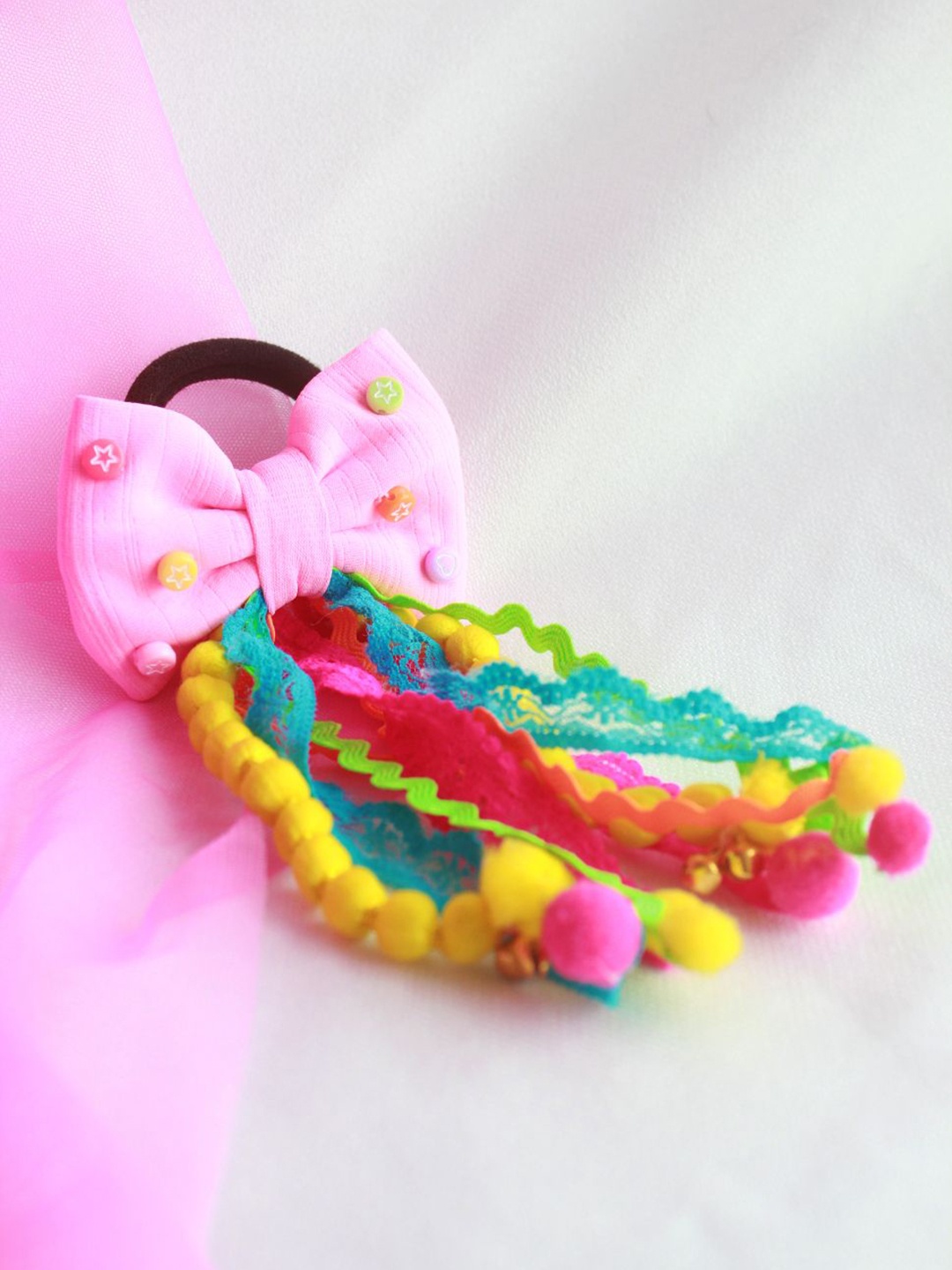 

Choko Girls Embellished Ponytail Holders, Pink