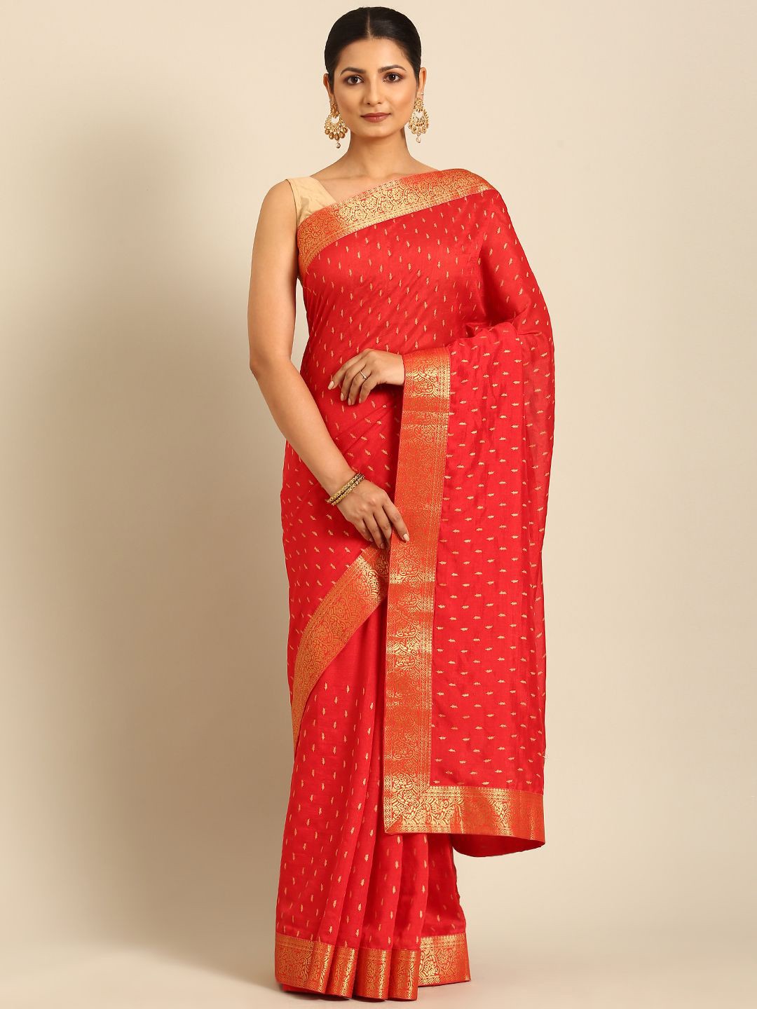 

all about you Floral Printed Saree, Red