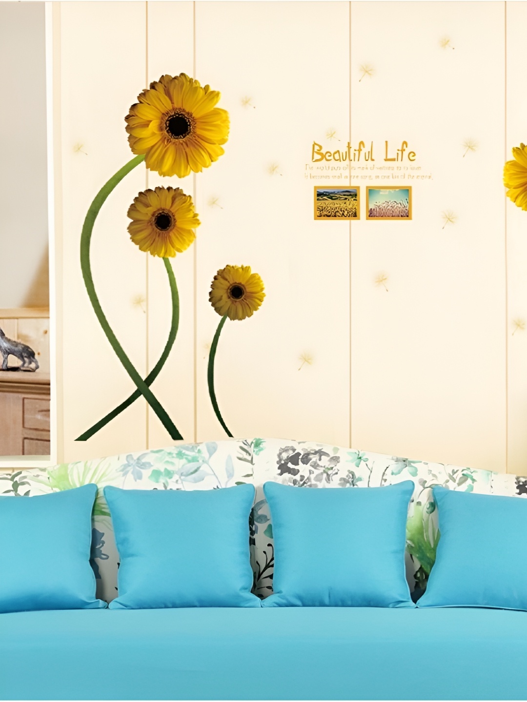

Jaamso Royals Yellow & Green Merigold Flower Design Self-Adhesive Wall Sticker