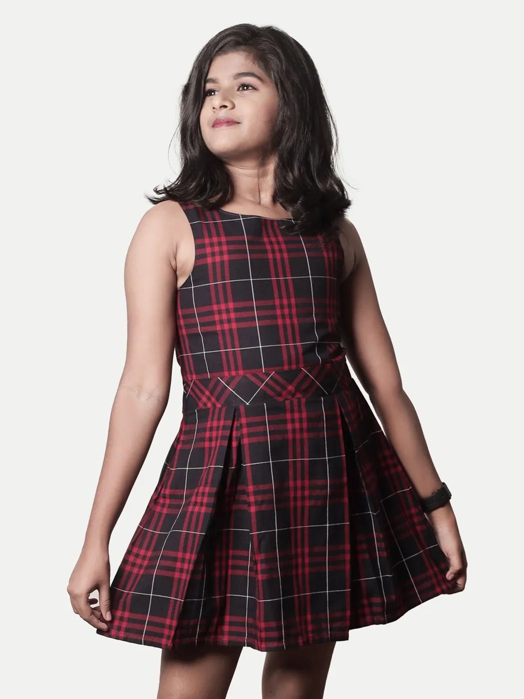 

BAESD Checked Fit & Flare Dress, Black