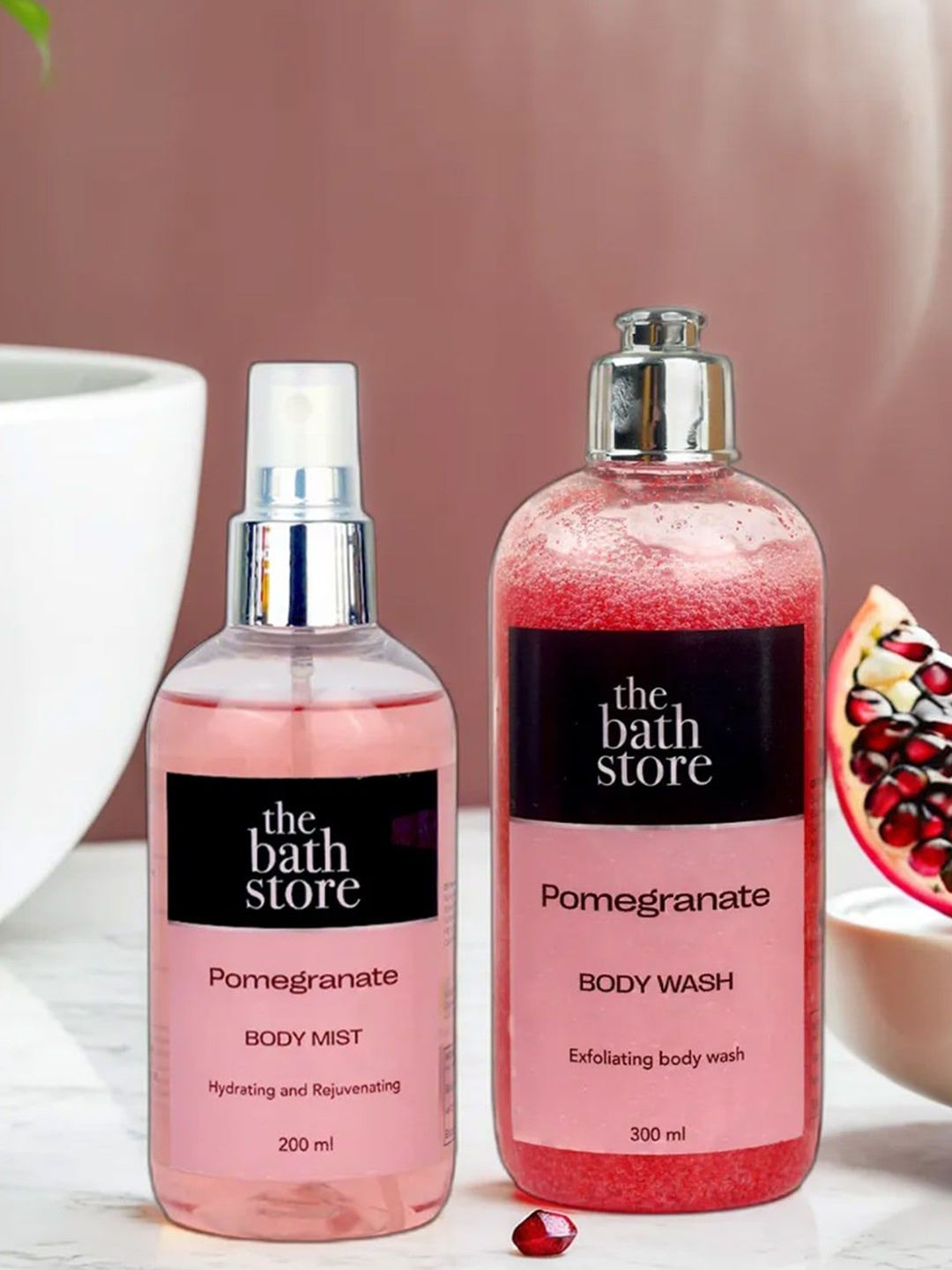 

The Bath Store Pomegranate Body Wash 300ml & Body Mist 200ml, Pink