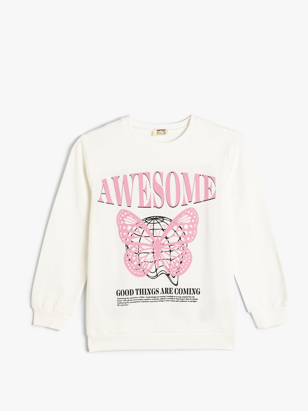 

Koton Girls Typography Printed Sweatshirt, Beige