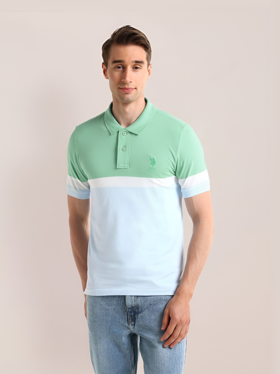 

U.S. Polo Assn. Men Polo Collar Slim Fit T-shirt, Blue