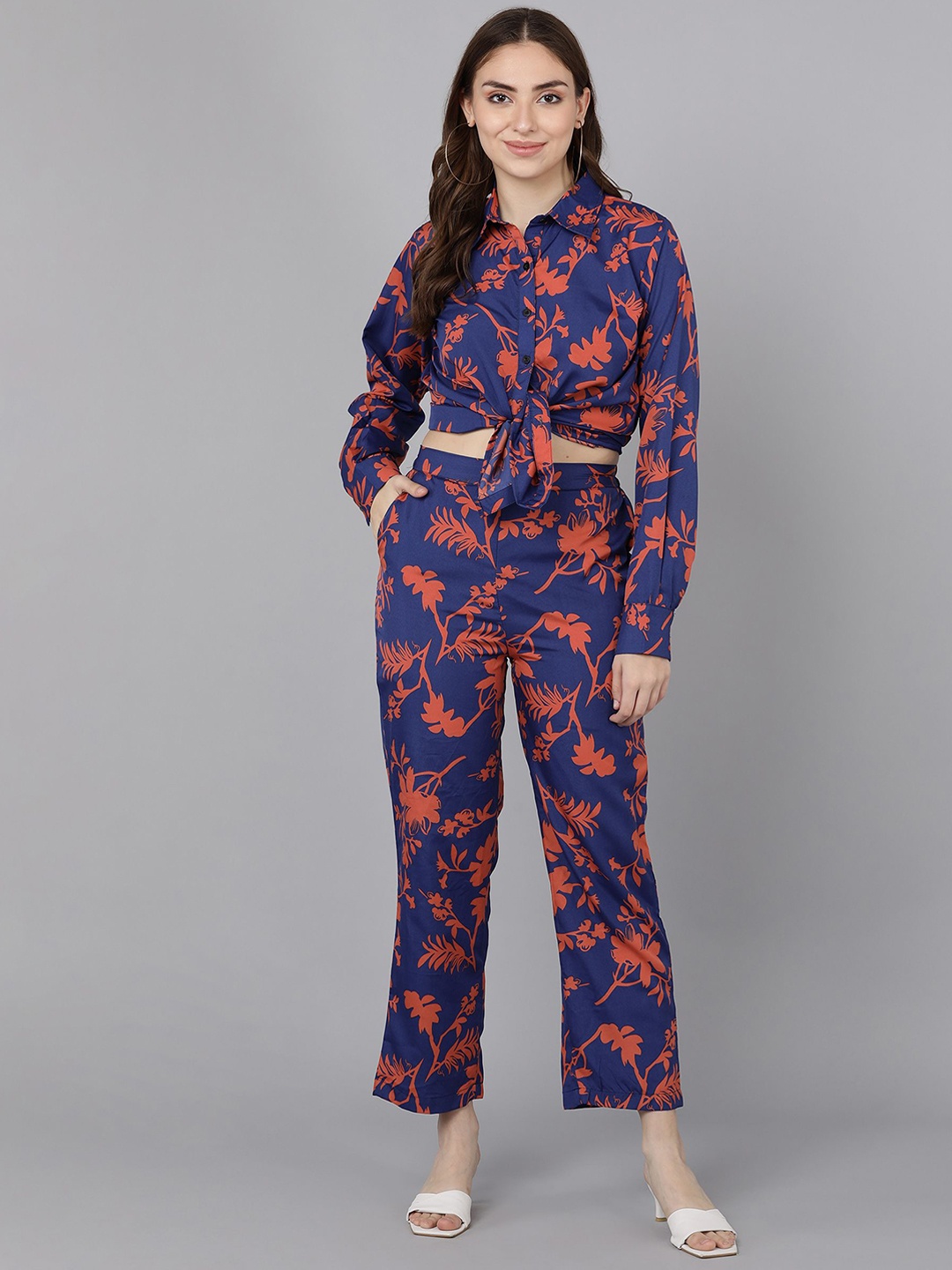 

Murcia Printed Top With Trouser Co-Ords, Blue