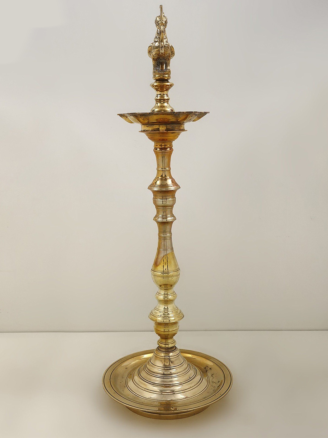 

Exotic India 24" Brass Peacock Lamp (Annam Lamp), Gold