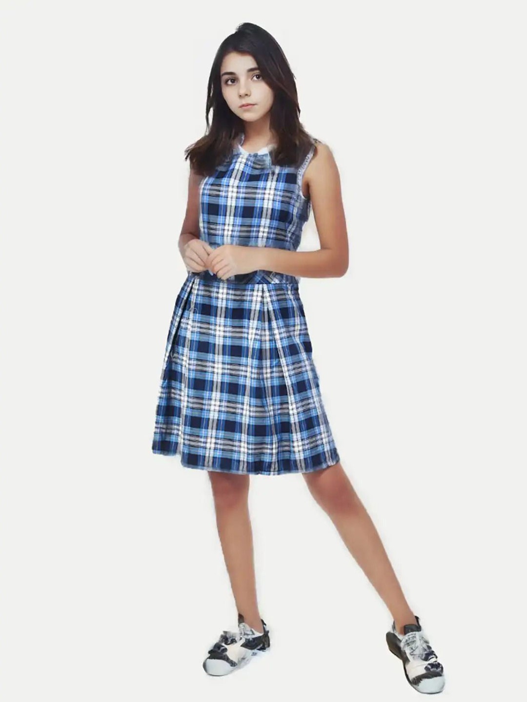 

BAESD Checked A-Line Dress, Blue