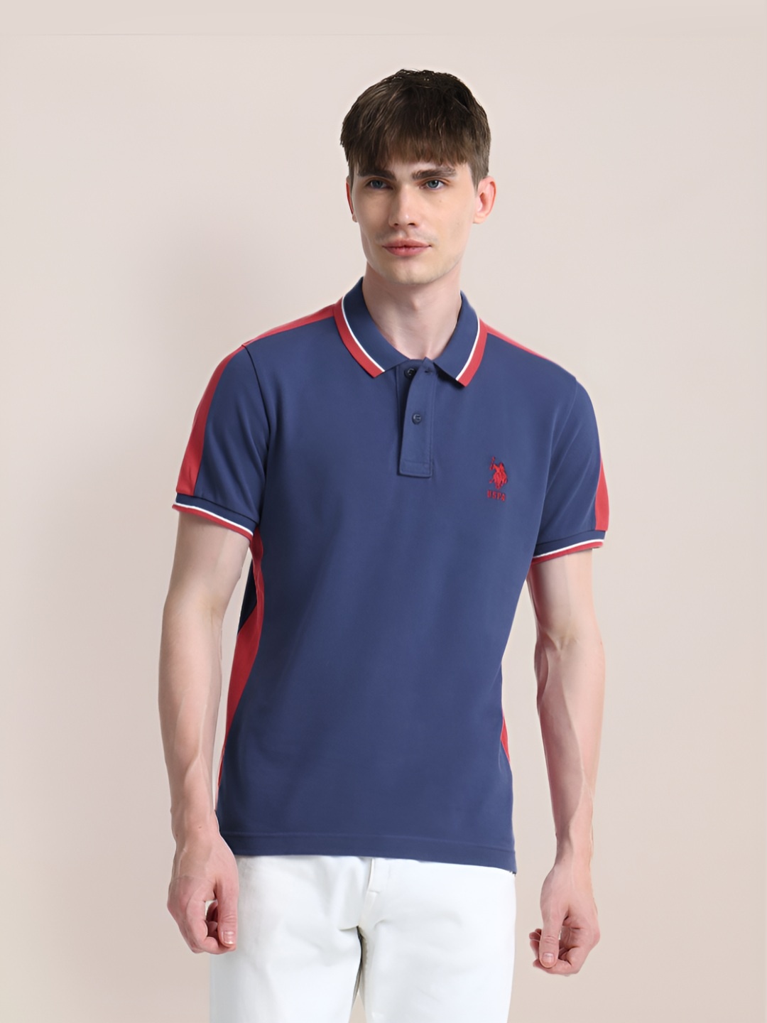 

U.S. Polo Assn. Men Polo Collar Slim Fit T-shirt, Blue