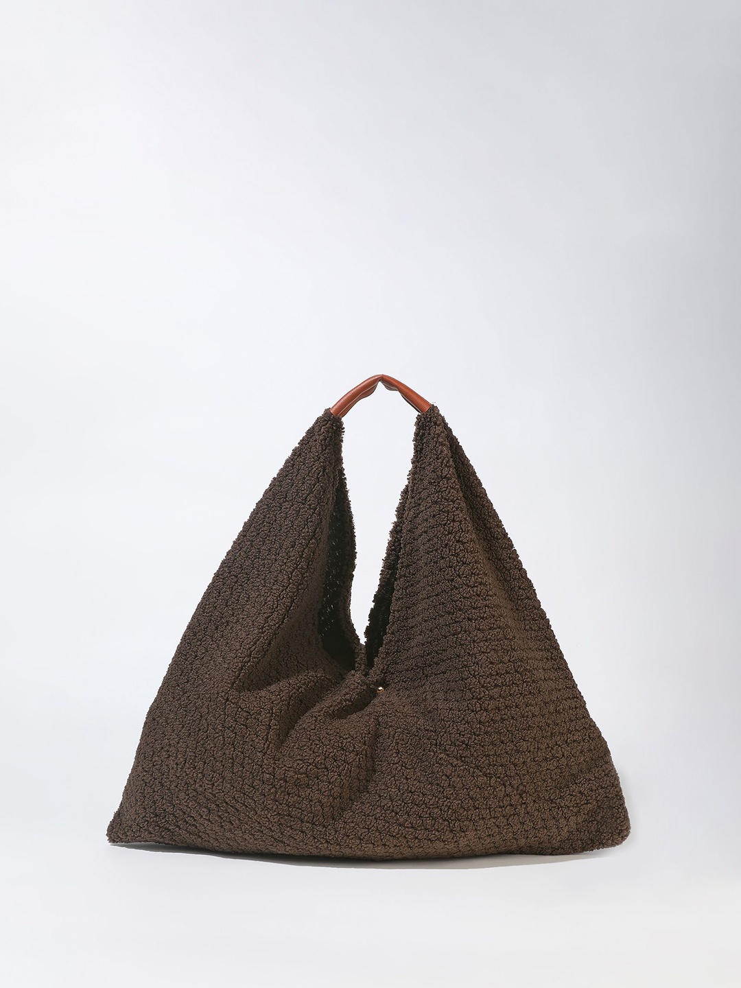 

LULU & SKY Oversized Bucket Sling Bag with Cut Work, Brown