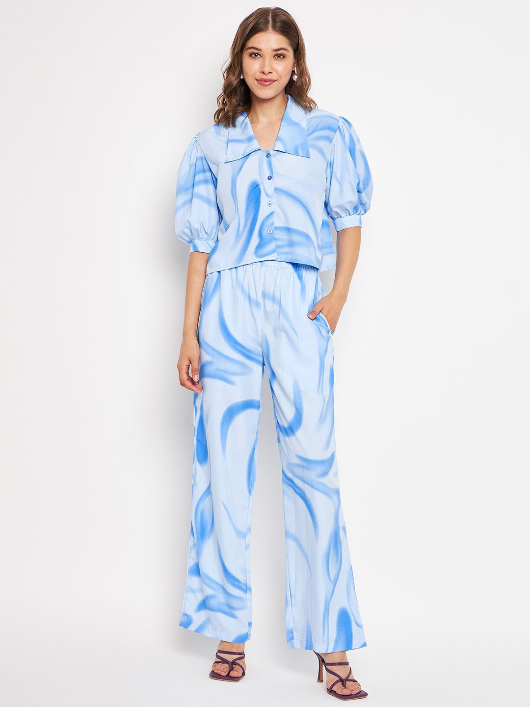 

Murcia Printed Shirt & Trouser Co-Ord Set, Blue