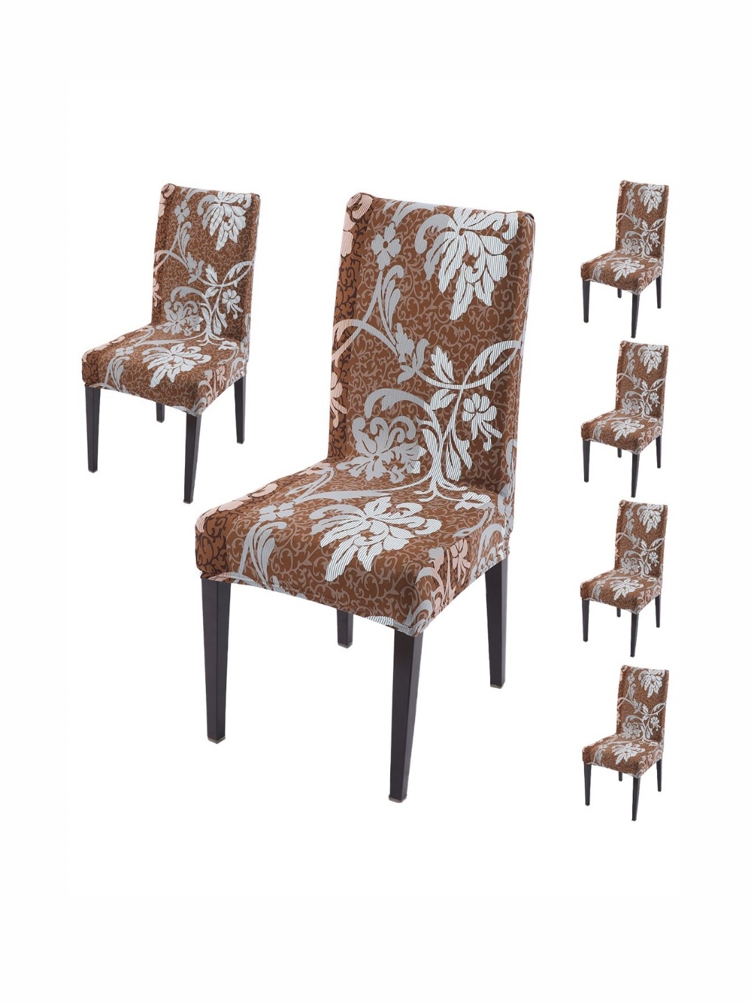 

HOKIPO Set Of 6 Brown Printed Chair Covers
