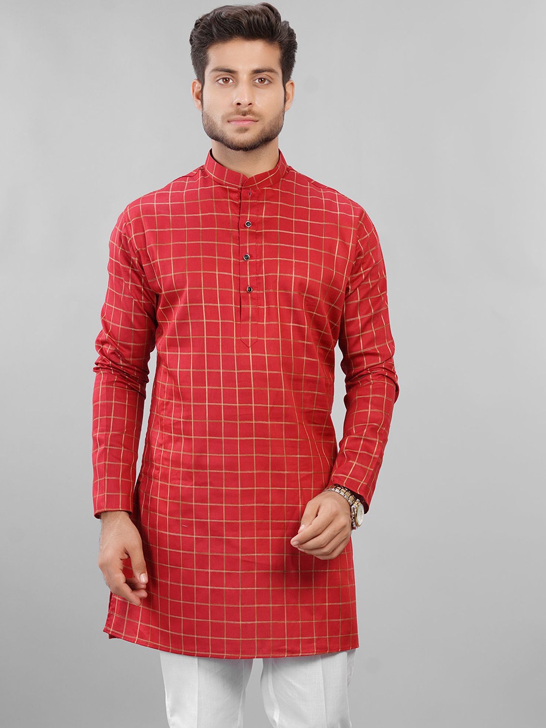 

LA'SCOOT Men Ethnic Motifs Regular Kurta with Trousers, Maroon