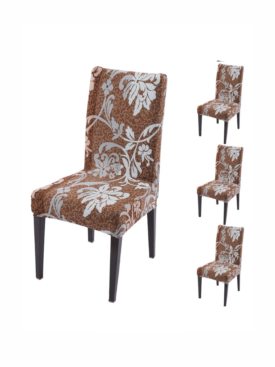

HOKIPO Set Of 4 Brown Printed Chair Cover