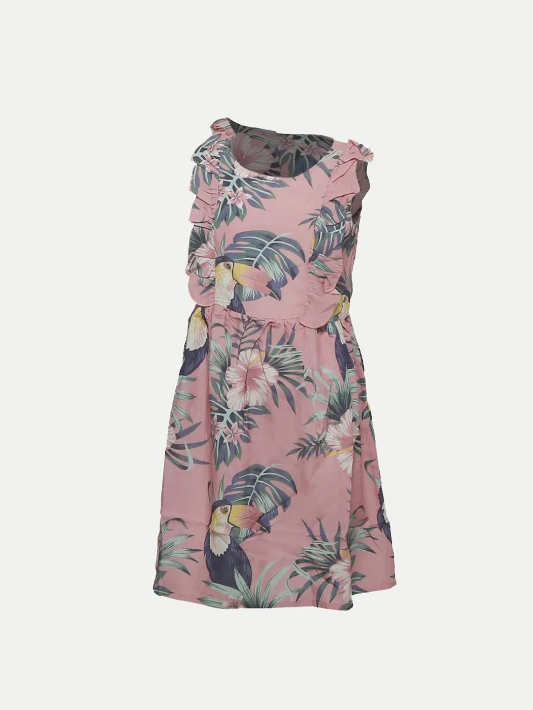 

BAESD Floral Printed Round Neck Fit & Flare Dress, Pink