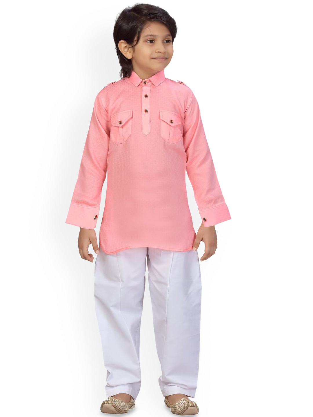 

BAESD Boys Pure Cotton Pathani Kurta with Salwar, Pink