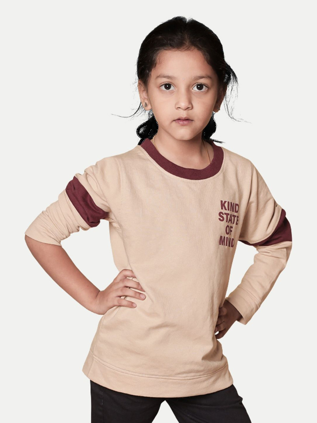 

BAESD Girls Typography Printed Sweatshirt, Beige