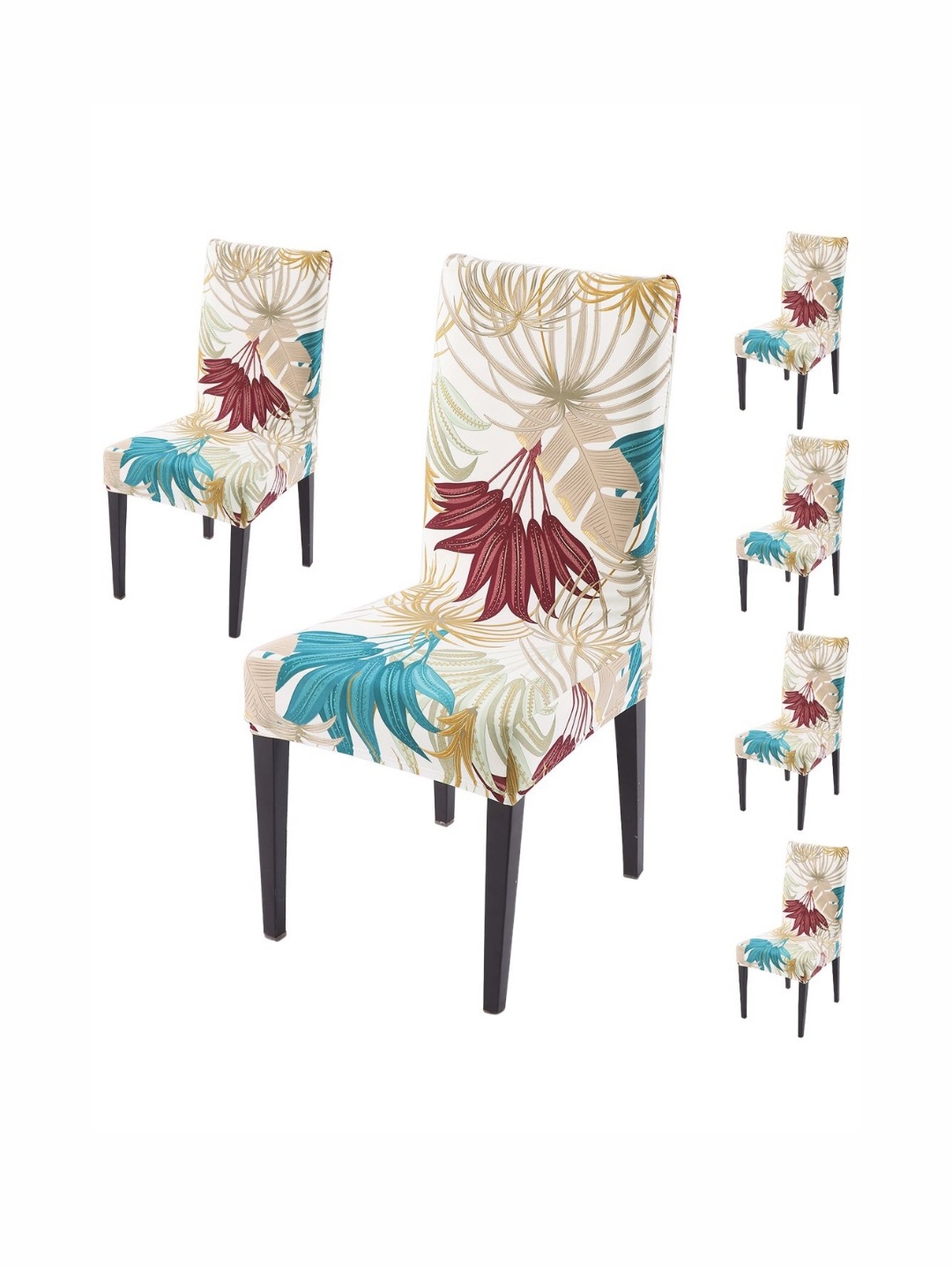 

HOKIPO Set Of 6 Beige Printed Chair Covers