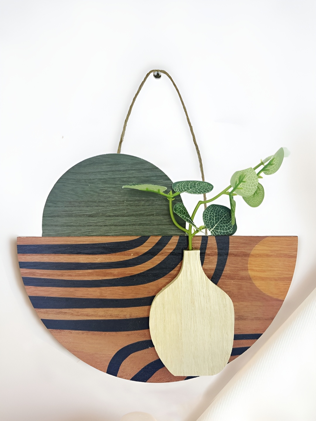 

Art Street Brown & Green Semicircle MDF Artificial Plant Wall Hanging