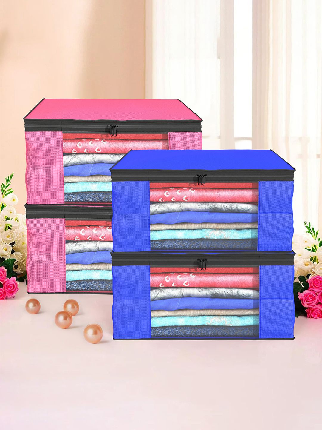 

Kuber Industries Blue Set of 4 Regular Drawer Organiser Organisers