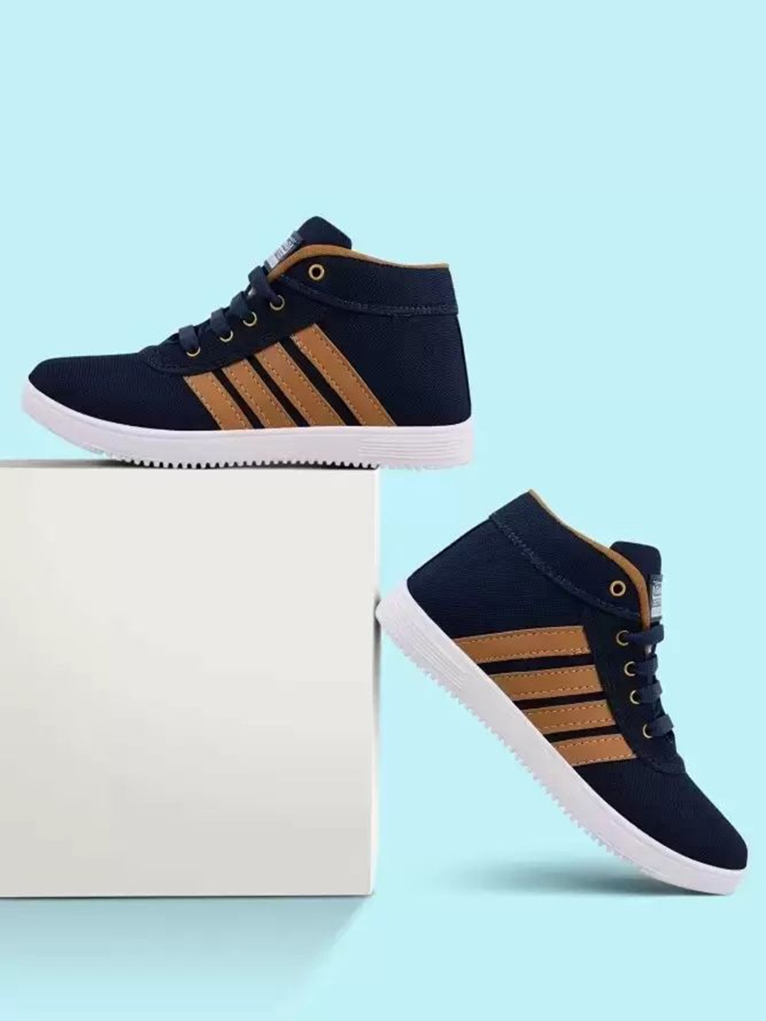 

BAESD Boys Striped Sneakers, Navy blue