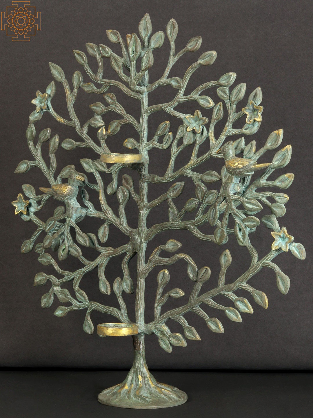 

Exotic India Brass Tree with Candle Holder, Gold