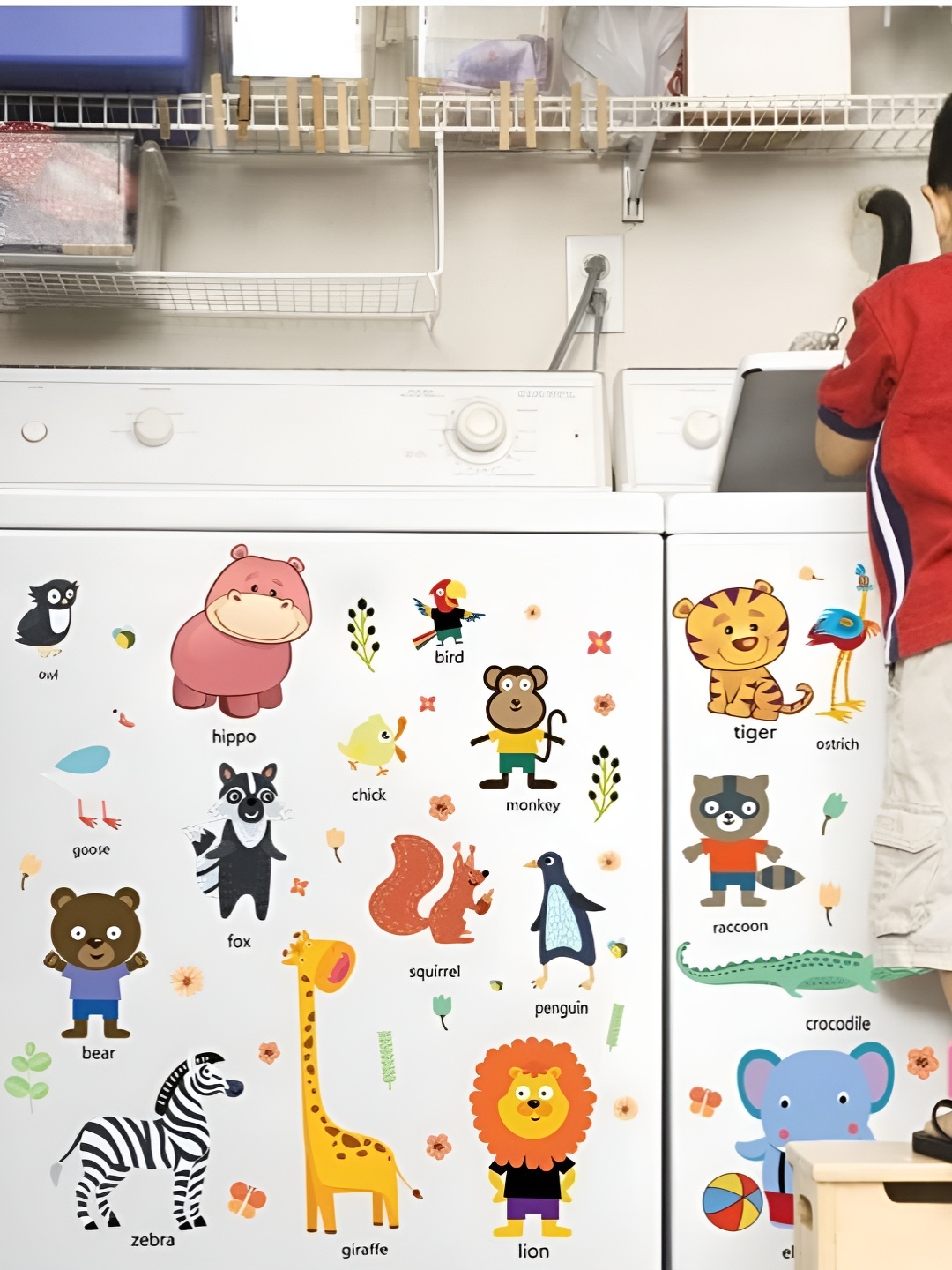 

Jaamso Royals Brown & Green Animal Name Educational Self-Adhesive Wall Sticker