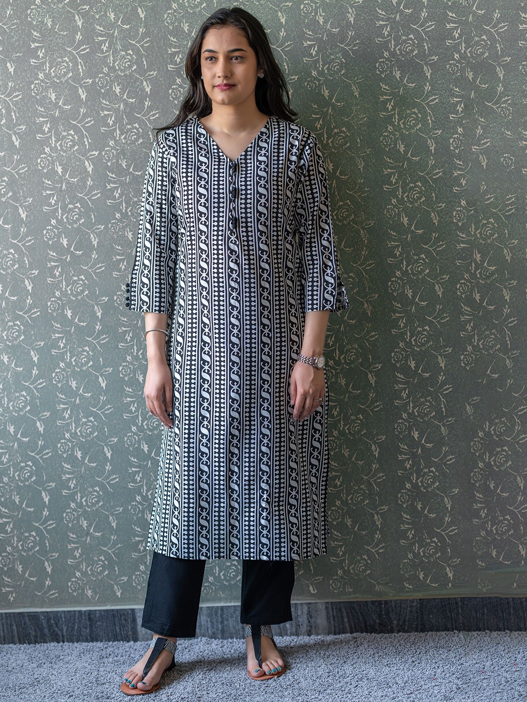 

JAIPURI BUNAAI Women Ethnic Motifs Printed Regular Kurta with Palazzos, White